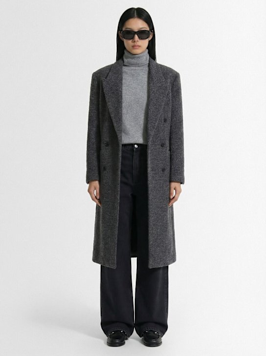 Tonywack: Double-breast textured wool blend coat - Grey - women_1 | Luisa Via Roma