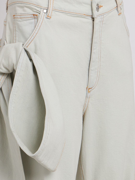 Blumarine: Big Bow cotton jeans - White Grey - women_1 | Luisa Via Roma