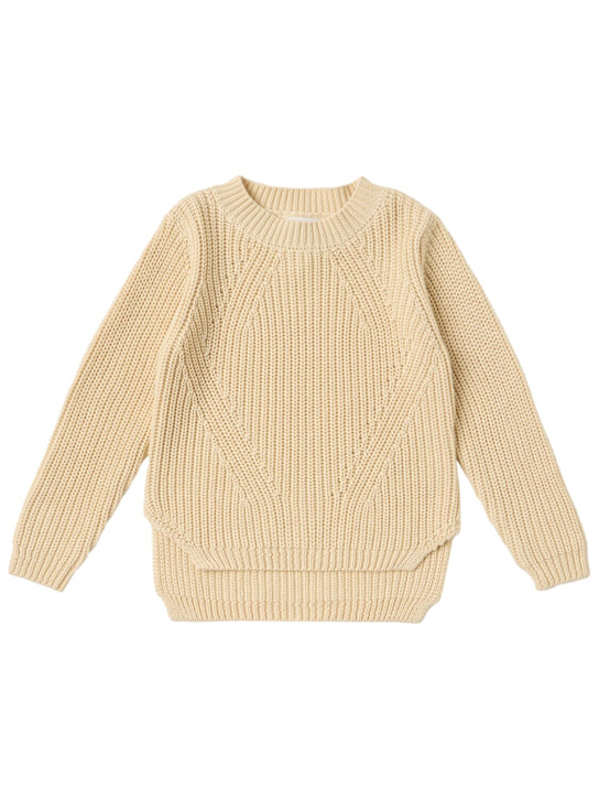 Molo: Cotton knit sweater - 米黄色 - kids-girls_0 | Luisa Via Roma