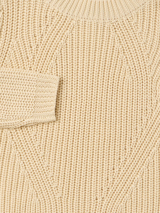 Molo: Cotton knit sweater - 米黄色 - kids-girls_1 | Luisa Via Roma