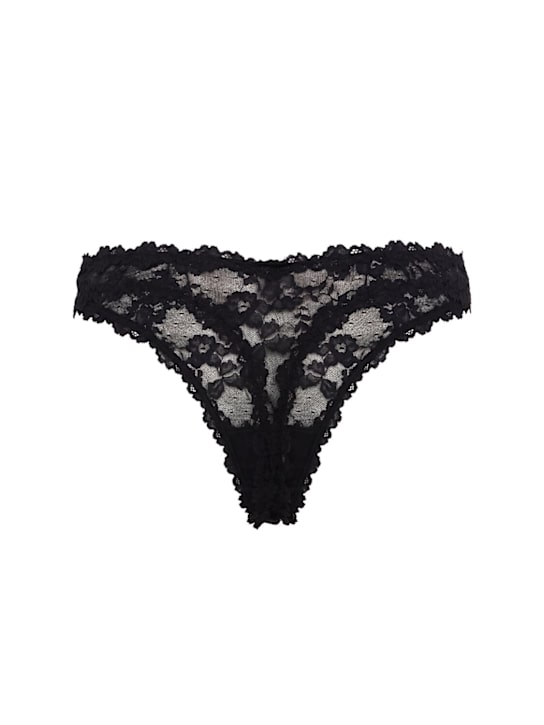 Skims: Nylon & lace dipped thong - Soot - women_1 | Luisa Via Roma