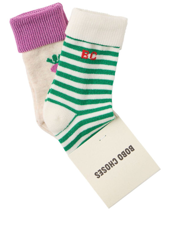 Bobo Choses: Set of 2 cotton blend jacquard socks - Multicolor - kids-boys_0 | Luisa Via Roma