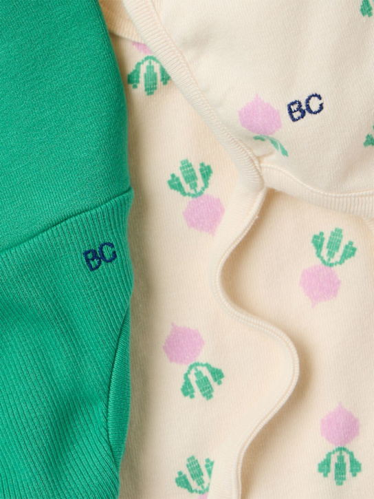 Bobo Choses: Cotton blend romper, diaper cover & hat - Bianco/Verde - kids-girls_1 | Luisa Via Roma
