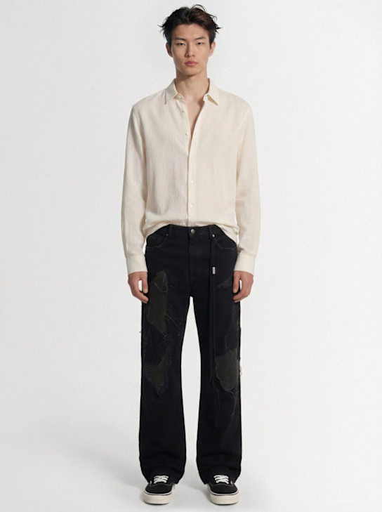 Ann Demeulemeester: Andre同色条纹经典版型衬衫 - 米白色 - men_1 | Luisa Via Roma