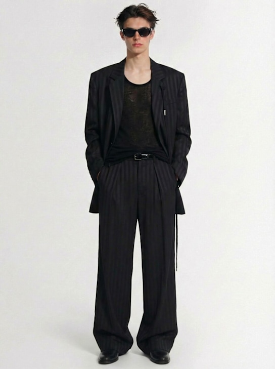 Ann Demeulemeester: Botel wide leg pleated pants - Schwarz - men_1 | Luisa Via Roma