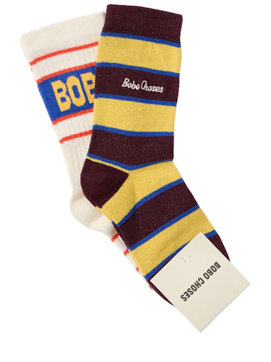 Bobo Choses: Set of 2 cotton blend jacquard socks - Bunt - kids-boys_0 | Luisa Via Roma