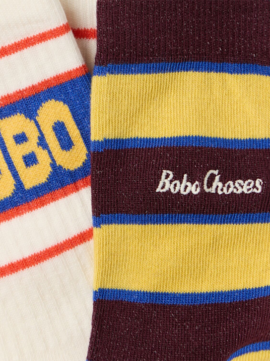 Bobo Choses: Set of 2 cotton blend jacquard socks - Bunt - kids-boys_1 | Luisa Via Roma