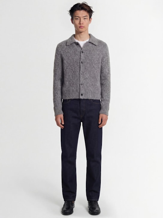 Dries Van Noten: Cárdigan de alpaca - Gris Medio - men_1 | Luisa Via Roma