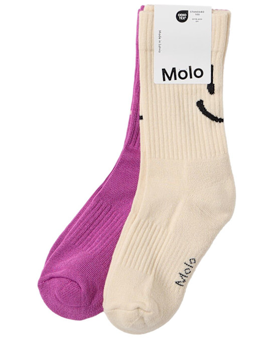 Molo: Pack of 2 socks - Beige/Pin - kids-girls_0 | Luisa Via Roma