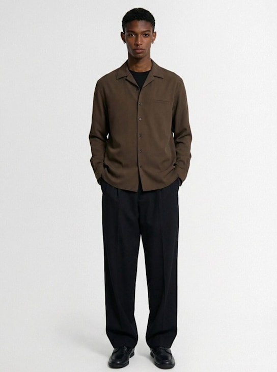 The Row: Kanta光滑柔软羊毛衬衫 - Sepia Khaki - men_1 | Luisa Via Roma