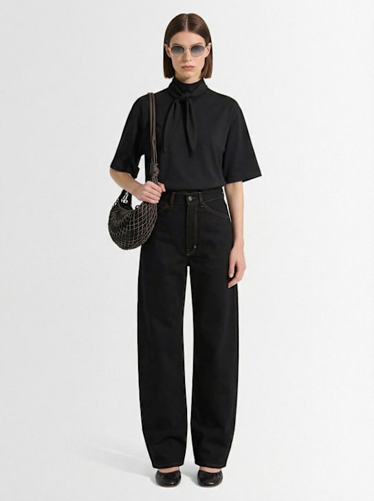 Lemaire: T-shirt w/ scarf - Schwarz - women_1 | Luisa Via Roma