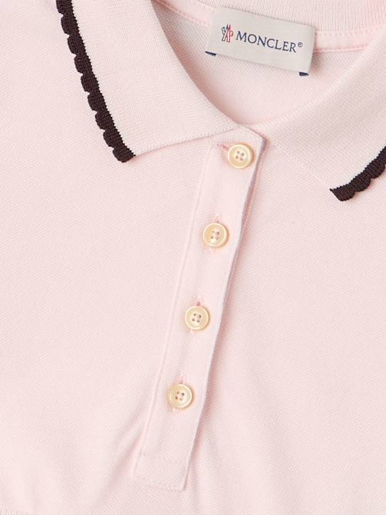 Moncler: Pleated cotton polo shirt dress - 浅粉色 - kids-girls_1 | Luisa Via Roma