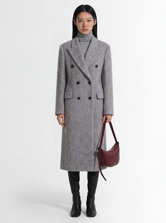Tonywack: Soft wool blend double breasted coat - Grey - women_1 | Luisa Via Roma