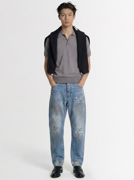 Dsquared2: 针织POLO衫 - 灰色 - men_1 | Luisa Via Roma