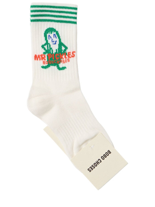 Bobo Choses: Logo cotton blend socks - White - kids-boys_0 | Luisa Via Roma