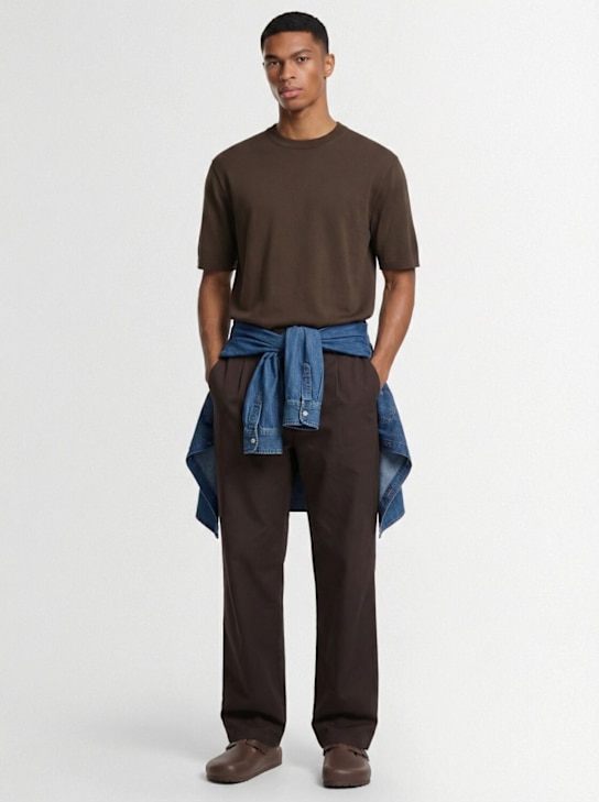 Laneus: 棉质针织T恤 - 巧克力色 - men_1 | Luisa Via Roma