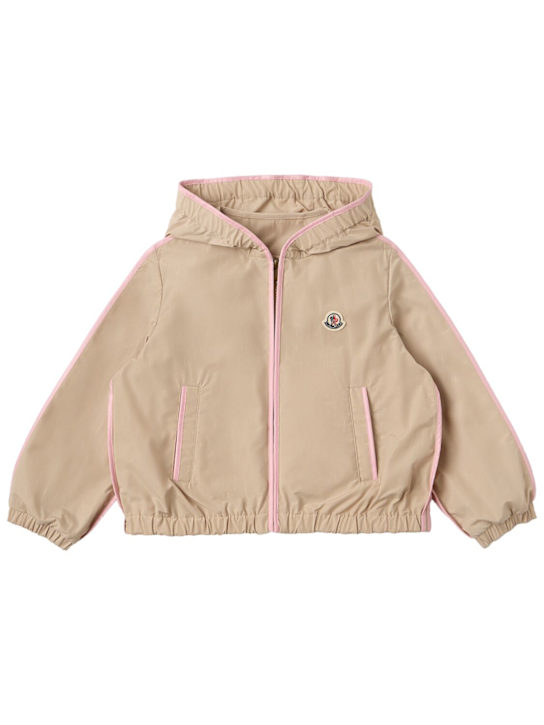 Moncler: Sarracenia hooded tech jacket - 浅米黄色 - kids-girls_0 | Luisa Via Roma