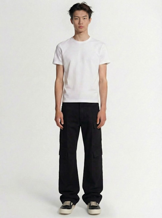 Rick Owens: Double cargo cotton jeans - Black - men_1 | Luisa Via Roma