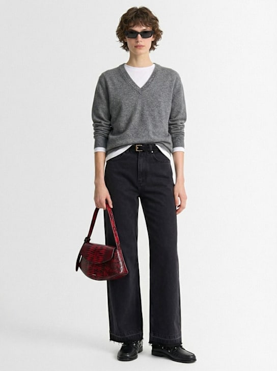 Tonywack: Wide leg denim jeans - Washed Black - women_1 | Luisa Via Roma