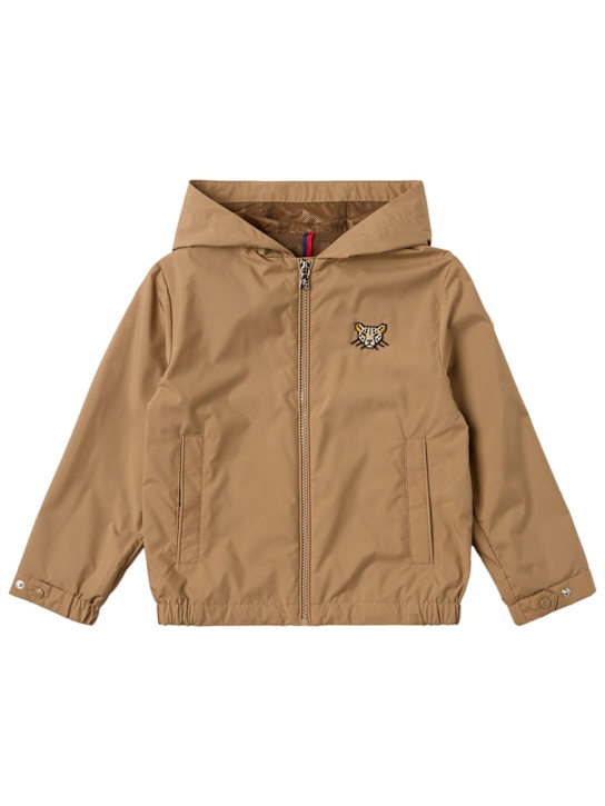 Moncler: Merih hooded tech jacket - 米黄色 - kids-boys_0 | Luisa Via Roma