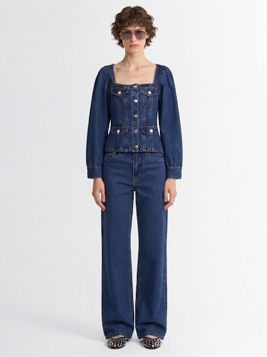 Gestuz: Samia denim shirt - Dark Blue - women_1 | Luisa Via Roma