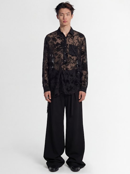 Ann Demeulemeester: Mark high comfort devore shirt - Black - men_1 | Luisa Via Roma