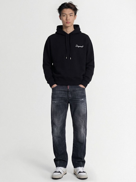 Dsquared2: D2 Signature relax fit连帽卫衣 - 黑色 - men_1 | Luisa Via Roma