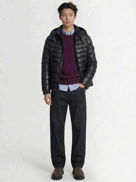 Moncler: Lauros tech down jacket - Black - men_1 | Luisa Via Roma
