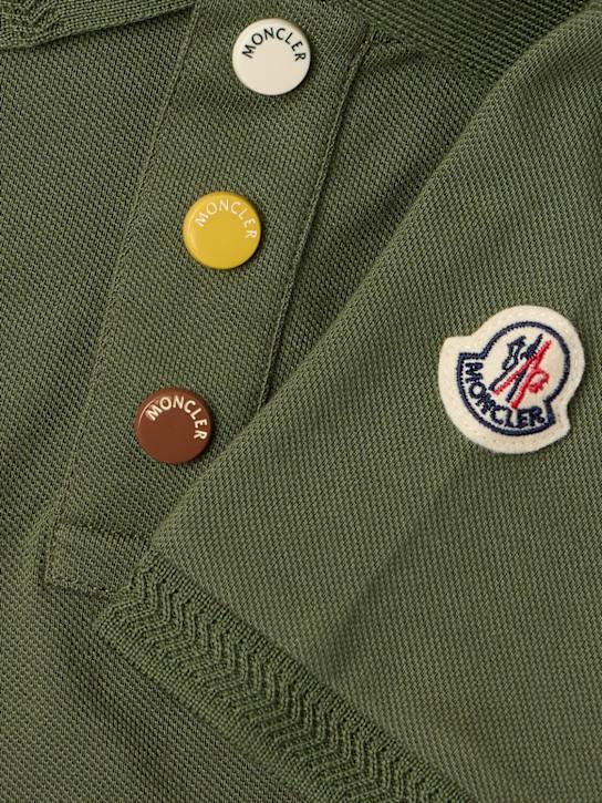 Moncler: Cotton piquet polo shirt - Verde Oliva - kids-boys_1 | Luisa Via Roma