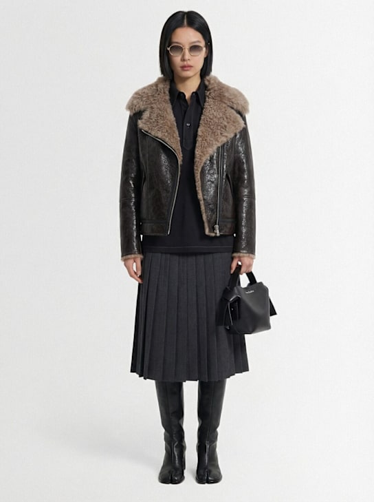 Acne Studios: Luxy shearling jacket - Dark Grey - women_1 | Luisa Via Roma