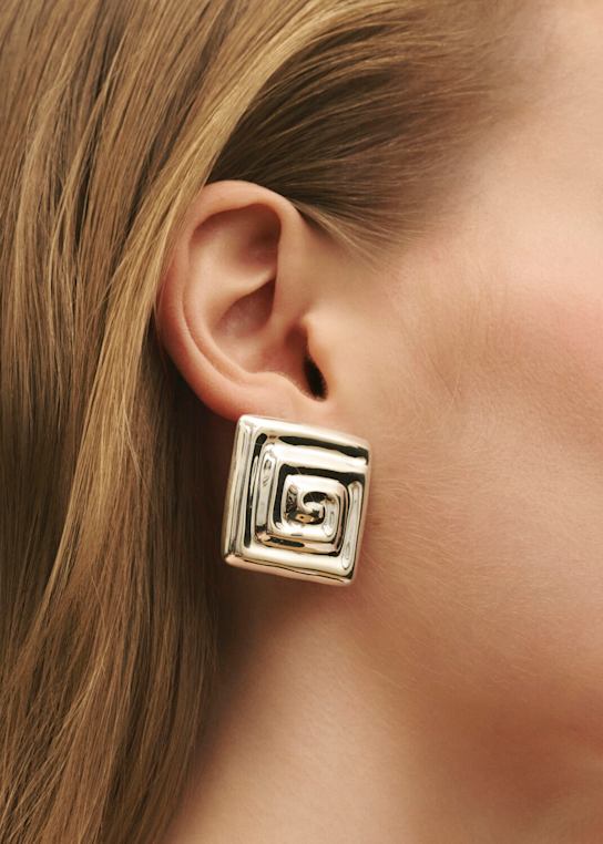 Louis Abel: Uzu square stud earrings - Argent - women_1 | Luisa Via Roma