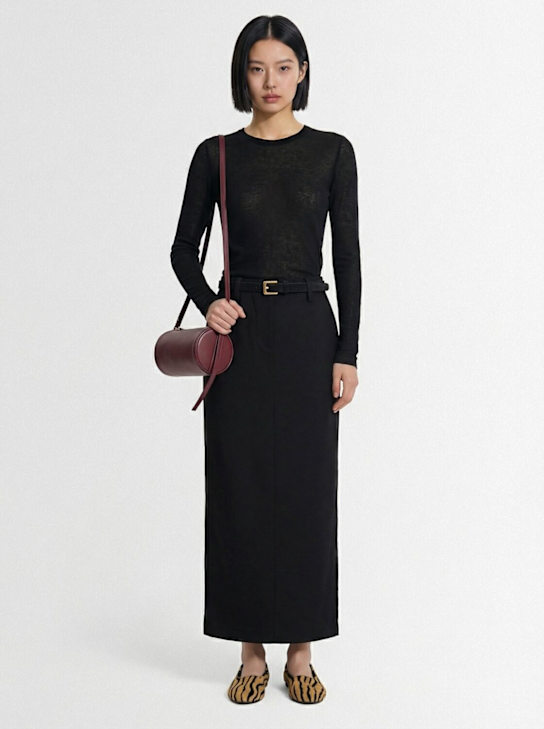 Tonywack: Low-waisted wool blend twill maxi skirt - women_1 | Luisa Via Roma
