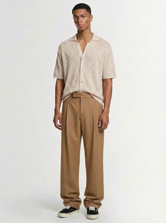 Laneus: Knit cotton polo shirt - Beige - men_1 | Luisa Via Roma