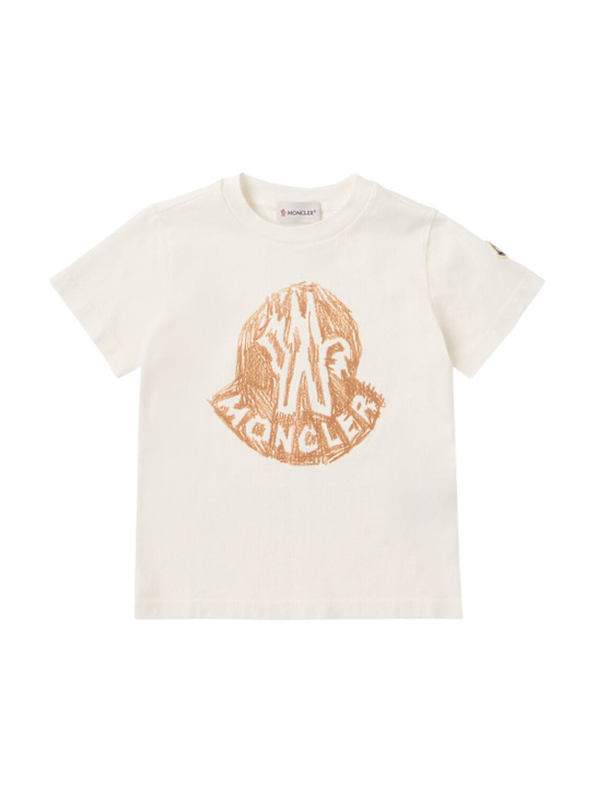 Moncler: Logo print cotton t-shirt - White - kids-boys_0 | Luisa Via Roma
