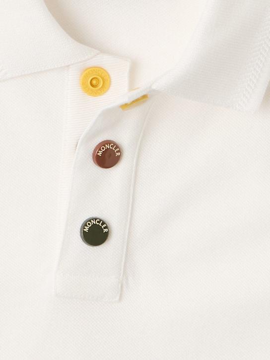 Moncler: Cotton piquet polo shirt - 白色 - kids-boys_1 | Luisa Via Roma