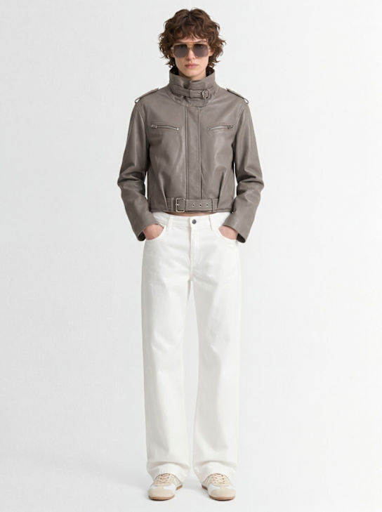 Gestuz: Leva puffer leather jacket - Beige - women_1 | Luisa Via Roma