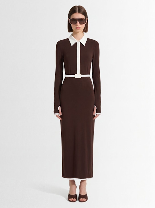 Rowen Rose: Long sleeved polo dress - 브라운 - women_1 | Luisa Via Roma