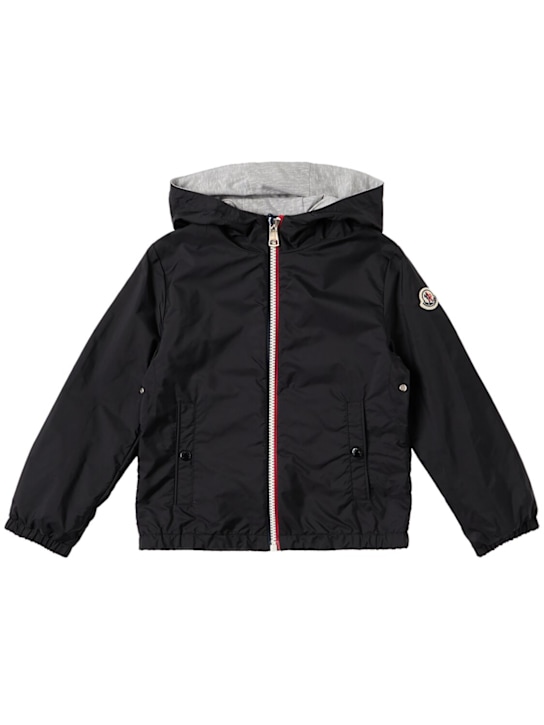 Moncler: New Urville hooded nylon rain jacket - Black - kids-boys_0 | Luisa Via Roma