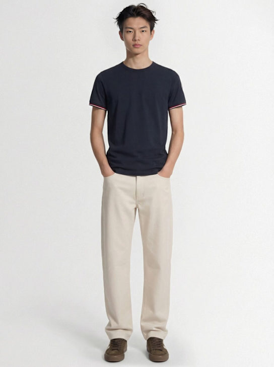 Moncler: Stretch cotton jersey t-shirt - Navy - men_1 | Luisa Via Roma