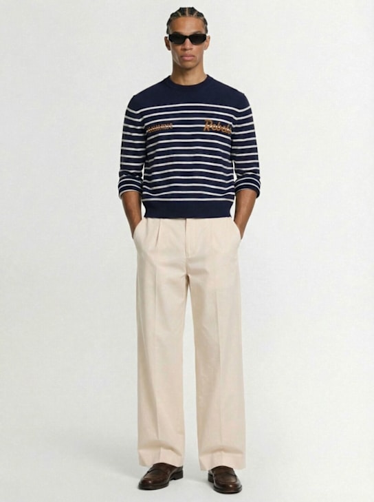 Dsquared2: Striped knit sweater - Navy Variant - men_1 | Luisa Via Roma