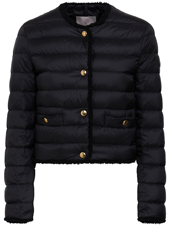 Moncler: Fleurs圈圈绒尼龙羽绒夹克 - 黑色 - women_0 | Luisa Via Roma