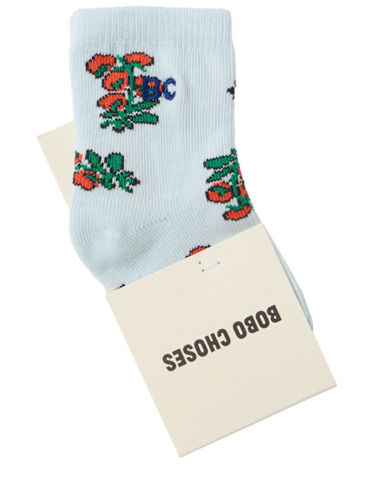 Bobo Choses: Cotton blend socks - 그레이 - kids-girls_0 | Luisa Via Roma