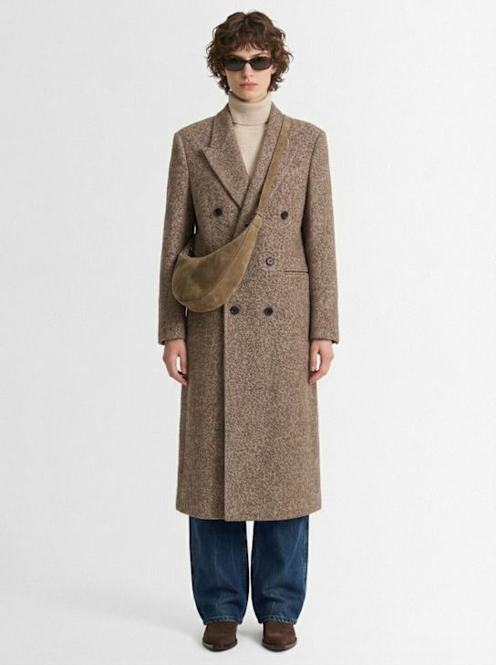 Tonywack: Double-breast textured wool blend coat - Beige - women_1 | Luisa Via Roma