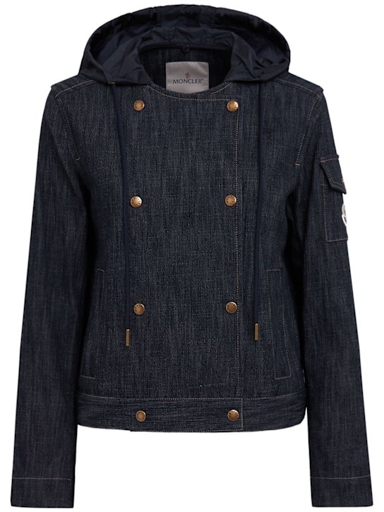 Moncler: Diervilla cotton blend denim jacket - ネイビー - women_0 | Luisa Via Roma