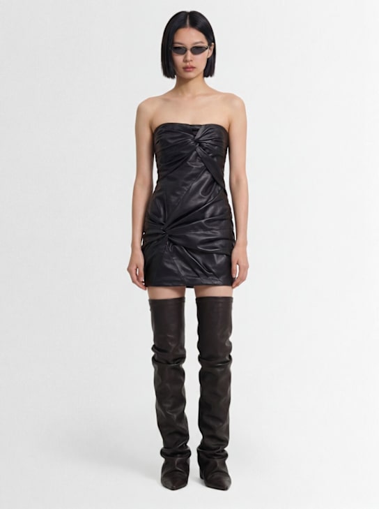 The Attico: Leather strapless mini dress - Nero - women_1 | Luisa Via Roma