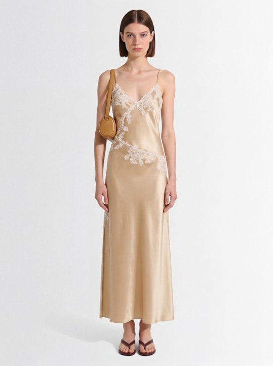 By Malene Birger: Vera satin & lace midi dress - Hellgelb - women_1 | Luisa Via Roma
