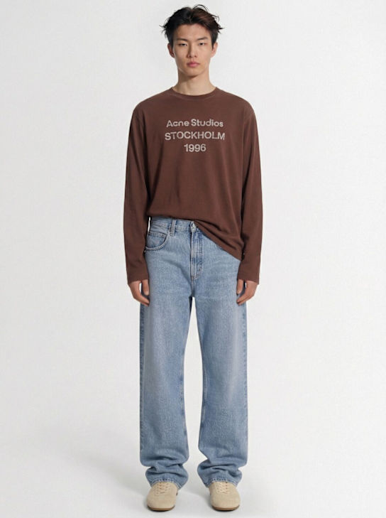 Acne Studios: Edden U 1996 long sleeve t-shirt - Schokbraun - men_1 | Luisa Via Roma