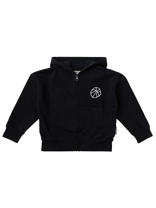 Molo: Hooded cotton blend sweatshirt - Schwarz - kids-boys_0 | Luisa Via Roma