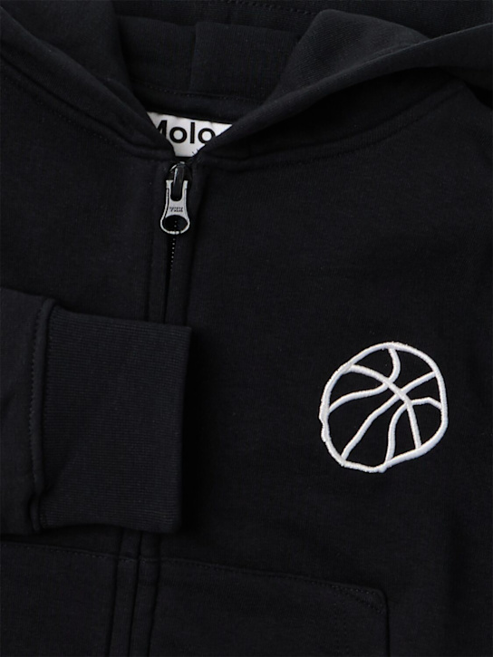 Molo: Hooded cotton blend sweatshirt - Schwarz - kids-boys_1 | Luisa Via Roma