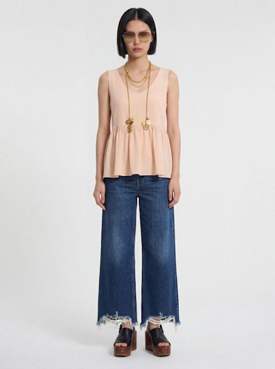 Chloé: 真丝双绉上衣 - 粉色 - women_1 | Luisa Via Roma